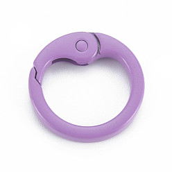Medium Orchid Spray Painted Alloy Spring Gate Rings, Cadmium Free & Nickel Free & Lead Free, O Rings, Medium Orchid, 25x4mm, Hole: 19mm
