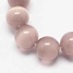 Rosy Brown Cat Eye Beads Strands, Round, Rosy Brown, 6mm, Hole: 1mm, about 66pcs/strand, 14 inch