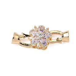 лаванда Цветок латунь микропаве из кубического циркония, реальный 18 k позолоченный, лаванда, 29.5 мм