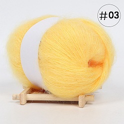 Gold 25g Angora Mohair Wool & Acrylic Fiber Knitting Yarn, for Shawl Scarf Doll Crochet Supplies, Round, Gold, 1mm