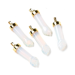 Опал Opalite подвески, с фурнитурой латунной золотого тона, форма кулака, 45x12x10 мм, отверстие : 4.5x7.5 мм