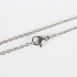Stainless Steel Color 304 Stainless Steel Cable Chain for Necklace, with Lobster Claw Clasps, Stainless Steel Color, 21.65 inch(55cm), 1.9x0.5mm