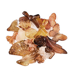 Сиена Прозрачные акриловые бусины, матовые, разнообразные, цвет охры, 12~30.5x11.5~39.5x2.5~9 мм, отверстие : 1.6~2.7 мм