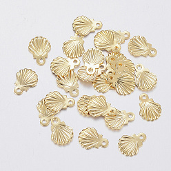 Real 18K Gold Plated 304 Stainless Steel Charms, Shell, Real 18K Gold Plated, 7.5x5.5x0.8mm, Hole: 0.8mm