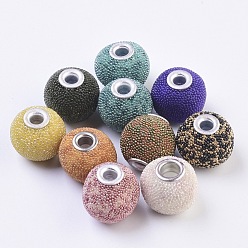 Mixed Color Handmade Indonesia Beads, with Metal Findings, Round, Silver Color Plated, Mixed Color, 15~16x14~15mm, Hole: 3mm