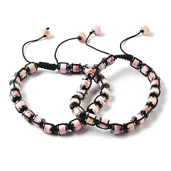 Имперская яшма Регулируемые плетеные браслеты из синтетической императорской яшмы и немагнитного синтетического гематита, внутренний диаметр: 1-3/4~2-7/8 дюйм (4.5~7.3 см)