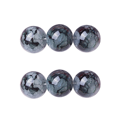 Black Spray Painted Glass Beads Strands, Round, Black, 6~6.5mm, Hole: 1mm, about 137pcs/strand, 31.8 inch(81cm)