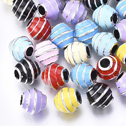Mixed Color UV Plating Acrylic European Beads, with Enamel, Large Hole Beads, Rondelle, Platinum, Mixed Color, 12x12.5x12.5mm, Hole: 4.5mm