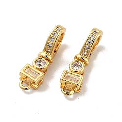 Real 18K Gold Plated Brass Micro Pave Clear Cubic Zirconia Fold Over Clasps, Cadmium Free & Nickel Free & Lead Free, Real 18K Gold Plated, Clasp: 7.5x4x3mm, Hole: 1.2mm