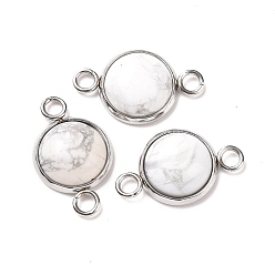 Говлит Подвески из натурального говлита, полукруглые звенья, с цветным тоном нержавеющей стали 304 фурнитура из нержавеющей стали, 12x19.5x5 мм, отверстие : 2 мм