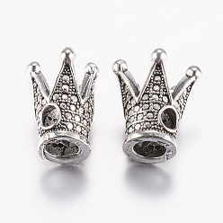 Antique Silver Tibetan Style Alloy Beads, Crown, Antique Silver, 13x11~12mm, Hole: 2.5mm