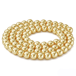 Champagne Gold 2 нити из перламутровых стеклянных жемчужных бусин, круглые, шампанское золото, 10 мм, отверстие : 1.2 мм, около 41 шт / нитка