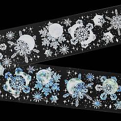 Moon Winter Theme PET Waterproof Adhesive Tape, Snowflake Decorative Tape for DIY Scrapbooking, Card Making, Moon, 50x0.1mm, 2m/roll