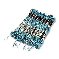 Dark Turquoise 10 Skeins 6-Ply Polyester Embroidery Floss, Cross Stitch Threads, Segment Dyed, Dark Turquoise, 0.5mm, about 8.75 Yards(8m)/skein