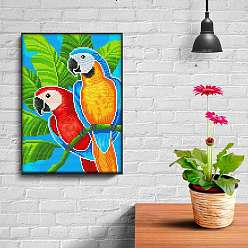 Parrot Luminous DIY Diamond Painting Kits, including Painting Cloth, Resin Rhinestones, Diamond Sticky Pen, Tray Plate and Glue Clay, Parrot, Cloth: 400x300mm