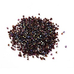 Goldenrod 11/0 Two Cut Round Hole Glass Seed Beads, Hexagon, Transparent Colours Rainbow Plated, Goldenrod, 2~2.5x2mm, Hole: 0.8mm, about 12857pcs/pound