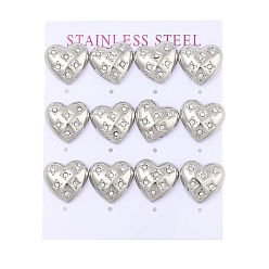 Нержавеющая Сталь Цвет 304 Серьги из нержавеющей стали, с микро проложить четкого кубического циркония, цвет нержавеющей стали, 9.5x15 мм