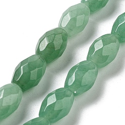 Green Aventurine Natural Green Aventurine Beads Strands, Faceted Rice, 12.5x8mm, Hole: 1.2mm, about 16pcs/strand, 7.68''(19.5cm)
