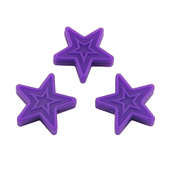 Dark Violet Star Food Grade Silicone Beads, Silicone Teething Beads, Dark Violet, 30x9mm