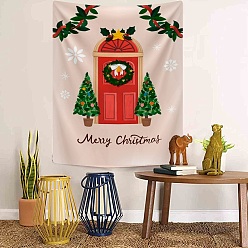 Misty Rose Christmas Theme Christmas Tree Pattern Polyester Wall Hanging Tapestry, for Bedroom Living Room Decoration, Rectangle, Misty Rose, 950x730mm