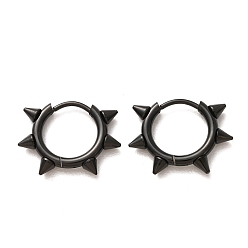 Black 201 Stainless Steel Hoop Earrings for Women, Cone, with 304 Stainless Steel Pin, Black, 14x19x3mm