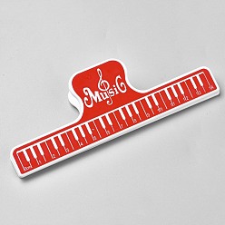 Red Plastic Clips, Piano & Musical Note/Treble Clef, Red, 149x48.5x24.5mm, Hole: 5.5mm