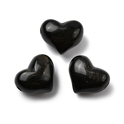 Золотой Обсидиан Натуральный золотистый блеск обсидиан, толстое сердце, 14~14.5x17~17.5x10.5~11 мм, отверстие : 1~1.4 мм
