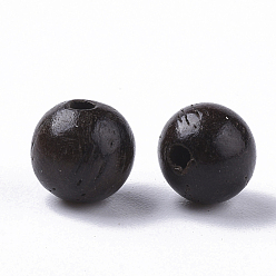 Black Natural Wood Beads, Waxed Wooden Beads, Dyed, Round, Black, 6mm, Hole: 1.4mm, about 2988pcs/500g