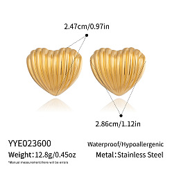 Настоящее золото 18K Сердце 304 нержавеющей стали серьги, реальный 18 k позолоченный, 24.7x28.6 мм