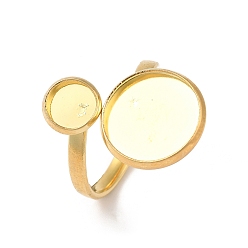 Настоящее золото 18K 304 открытые кольца манжеты из нержавеющей стали, настройка кольца колодки, плоско-круглые, реальный 18 k позолоченный, внутренний диаметр: 17 мм, лоток: 12 & мм 6 мм