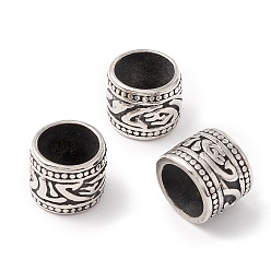 Antique Silver 304 Stainless Steel Spacer Beads, Large Hole Beads, Manual Polishing, Column, Antique Silver, 10.5x9mm, Hole: 8mm