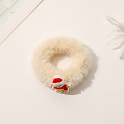 Snowflake Plush Elastic Hair Accessories, with Christmas Resin Cabochons, for Girls or Women, Scrunchie/Scrunchy Hair Ties, Snowflake, 25x65mm