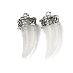 Хрусталь Природного кварца хрустальных подвесок, подвески в форме кинжала из горного хрусталя с фурнитурой из сплава, античное серебро, 35~38x16x14~14.5 мм, отверстие : 4 мм
