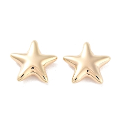 Real 18K Gold Plated Brass Pendants, Star Charms, Real 18K Gold Plated, 17x18x5mm, Hole: 3mm