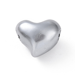 Silver ABS Plastic Imitation Pearl European Beads, Large Hole Beads, Heart, Silver, 19.5x24x11.5mm, Hole: 5.4mm, about 155pcs/500g