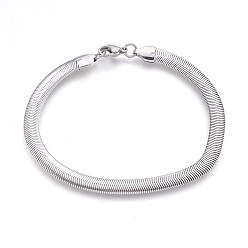 Stainless Steel Color 304 Stainless Steel Herringbone Chain Bracelets, with Lobster Claw Clasps, Stainless Steel Color, 8-1/4 inch(21cm), 6x2.5mm