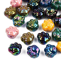 Mixed Color Plating Acrylic Beads, UV Plating, Claw, Mixed Color, 16x18.5x12.5mm, Hole: 3mm