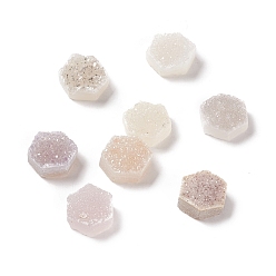 Colorful Natural Druzy Agate Cabochons, Dyed, Hexagon, Colorful, 10x10x5~6mm