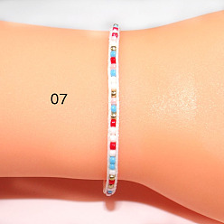 (52) Непрозрачная лаванда Браслет дружбы ручной работы в богемном стиле из бисера с плетением из рисового жемчуга своими руками - 15 слов или меньше, разноцветные