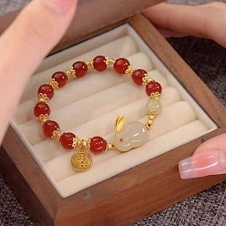 Style one is red Rabbit Zodiac Elastic Beaded Bracelet for New Year