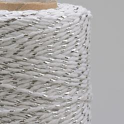 White Macrame Cotton Cord, Twisted Cotton Rope, for Wall Hanging, Crafts, Gift Wrapping, White, 1.5~2mm, about 100yards/roll(300 feet/roll)