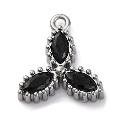 Черный 304 кубический стальные подвески из нержавеющей диоксида циркония, чёрные, 11.5x10.5x2.5 мм, отверстие : 1.2 мм