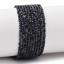 Сапфир Бусины из натурального черного сапфира, граненые, круглые, 2 мм, отверстие : 0.6 мм, около 198 шт / нитка, 15.08'' (38.3 см)