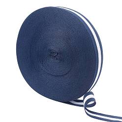 Marine Blue Flat Striped Grosgrain Polyester Ribbons, Webbing Garment Sewing Accessories, Marine Blue, 25mm