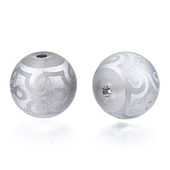 Silver Electroplate Glass Beads, Frosted, Round, Silver, 10mm, Hole: 1.5mm, about 200pcs/bag