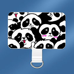 Panda PVC Plastic Mobile Phone Lanyard Transparent Patch Fixing Gasket, Rectangle, Panda, 3.5x5.5cm