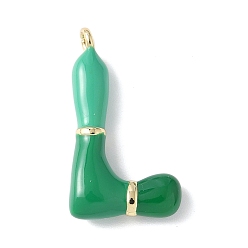 Letter L Латунь эмаль подвески, долговечный, без кадмия и без свинца, реальный 18 k позолоченный, буквенное очарование, Письмо L, 21~25x6~25x4~7 мм, отверстие : 1.6~2 мм