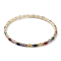 Разноцветный Браслеты-манжеты из настоящей позолоченной латуни 18k, с прямоугольником фианитами, красочный, внутренний диаметр: 2-1/8 дюйм (5.5 см)