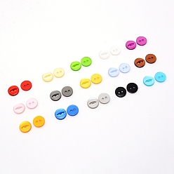 Colorful Resin 2-hole Buttons, with Plastic Box, Flat Round, Colorful, 22L, 14x3mm, Hole: 2mm, 225pcs/box