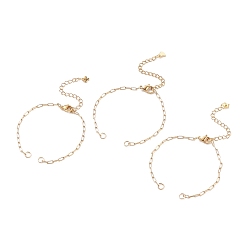Golden Half Finished 304 Stainless Steel Paperclip Chains Connector Bracelet Makings, with Jump Ring, Extender Chain & Lobster Claw Clasp, Golden, 6-1/4 inch(15.8cm), 0.2cm, Hole: 3.8mm